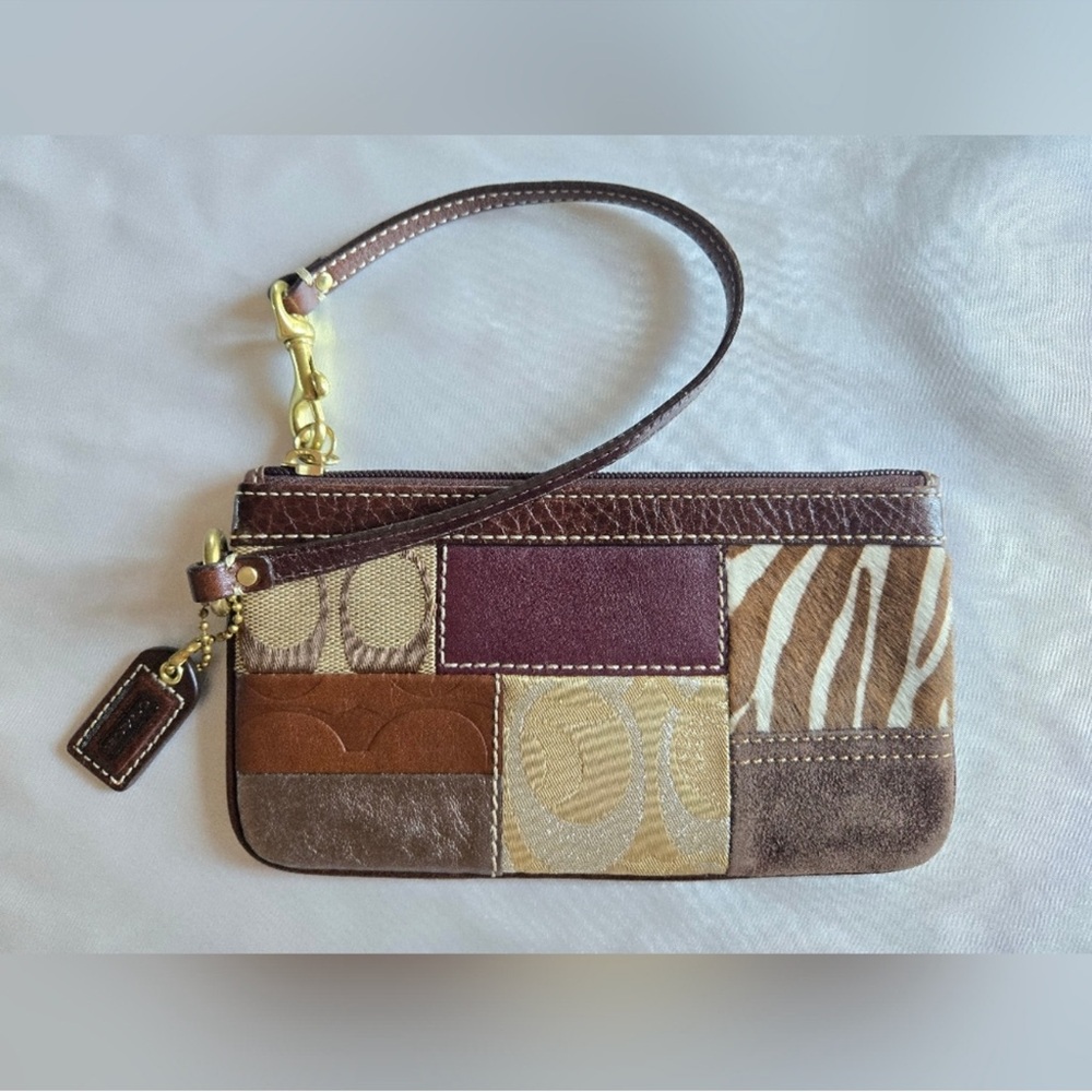 Coach Patchwork Clutch in Brown and Gold